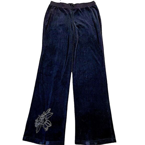 Vintage Silver embroidered black Velour Drawstring Pants Size Small NWT - Picture 2 of 7